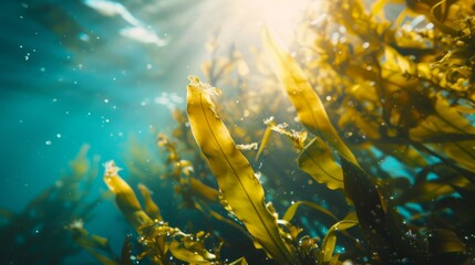 Fototapeta na wymiar Submerged Seaweed Under Sunlight