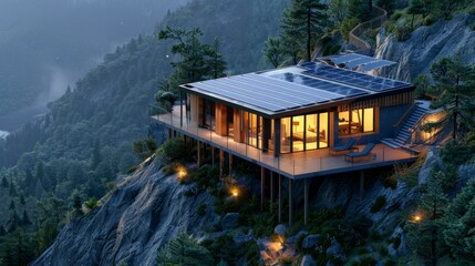 Mountain House With Solar Panel