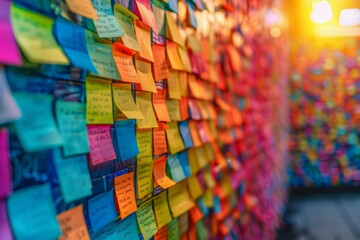 Colorful Sticky Notes Covering Wall