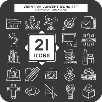 Icon Set Creative Concept. related to Education symbol. chalk Style. simple design editable. simple illustration