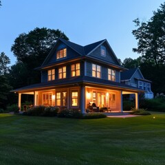 Fototapeta na wymiar Illuminated House at Night