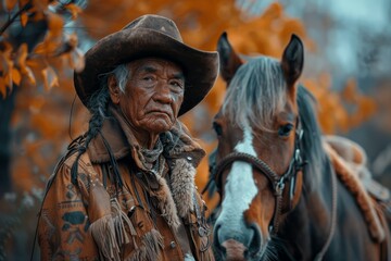 Native American Man and Horse