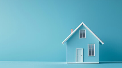 Cartoon model house 3D rendering, real estate finance commercial residential concept illustration