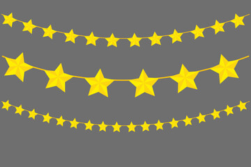 Three strings of yellow stars decreasing in size, set against a dark gray background. Vector illustration. EPS 10.