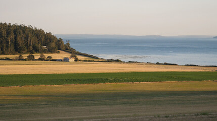 Prairie view with seaside background 