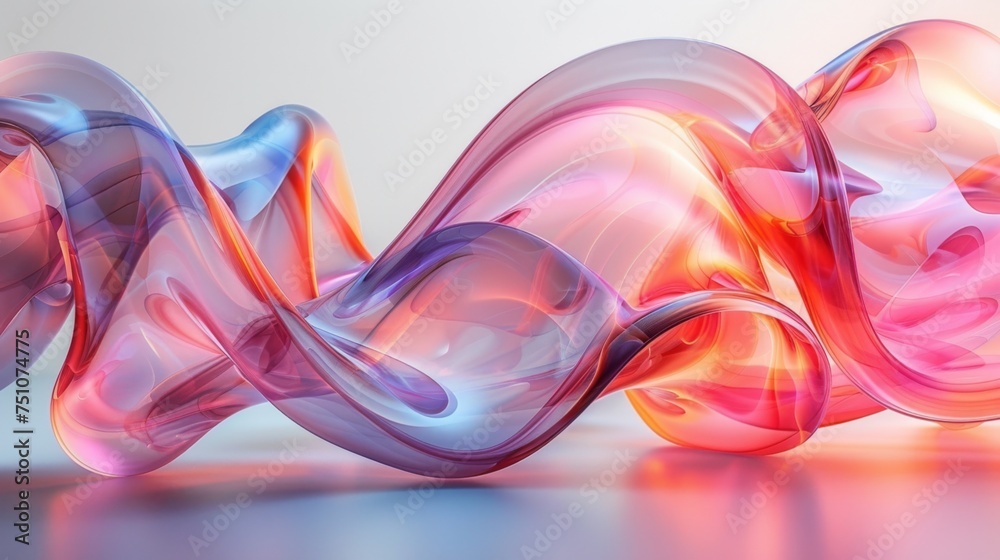 Wall mural Ethereal Luminescence: Abstract Shapes Dance in 3D_Generative AI