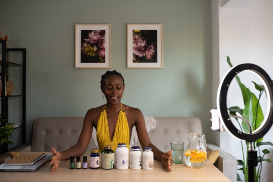 Blogger advertising essential oils and supplements - Powered by Adobe