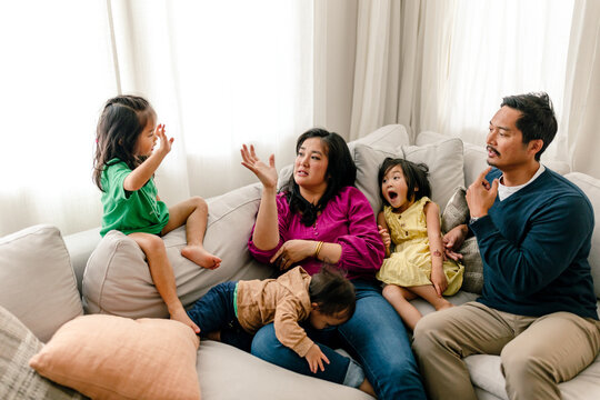 Family using sign language