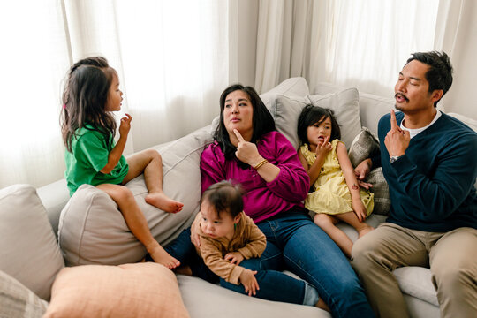 Family using sign language