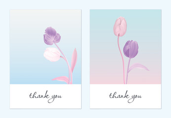 Thank you card, minimalist pastel tulip flowers - 751075719