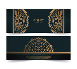 Luxury mandala decorative card in gold color