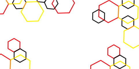 abstract 3d hexagon block pattern in red,black,yellow and white. 3d rendering	