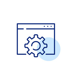 Web engineering icon. Internet page and cogwheel for settings and repairs. Pixel perfect, editable stroke icon