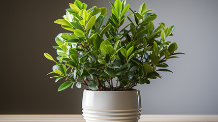 A potted ZZ plant with glossy foliage positioned against white background