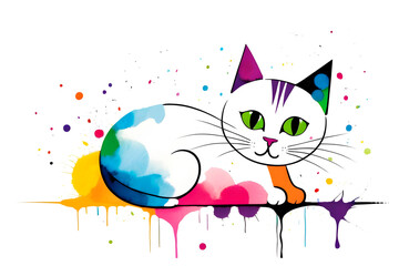 Colorful illustration cat