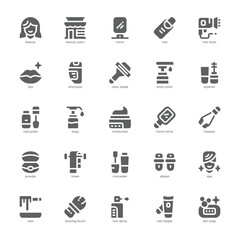 Beauty and Salon icon pack for your website, mobile, presentation, and logo design. Beauty and Salon icon glyph design. Vector graphics illustration and editable stroke.