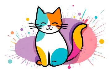 Colorful illustration cat