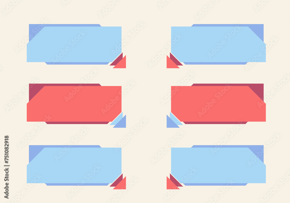 Wall mural modern abstract vector banner set. flat geometric shapes of different colors and different style. te