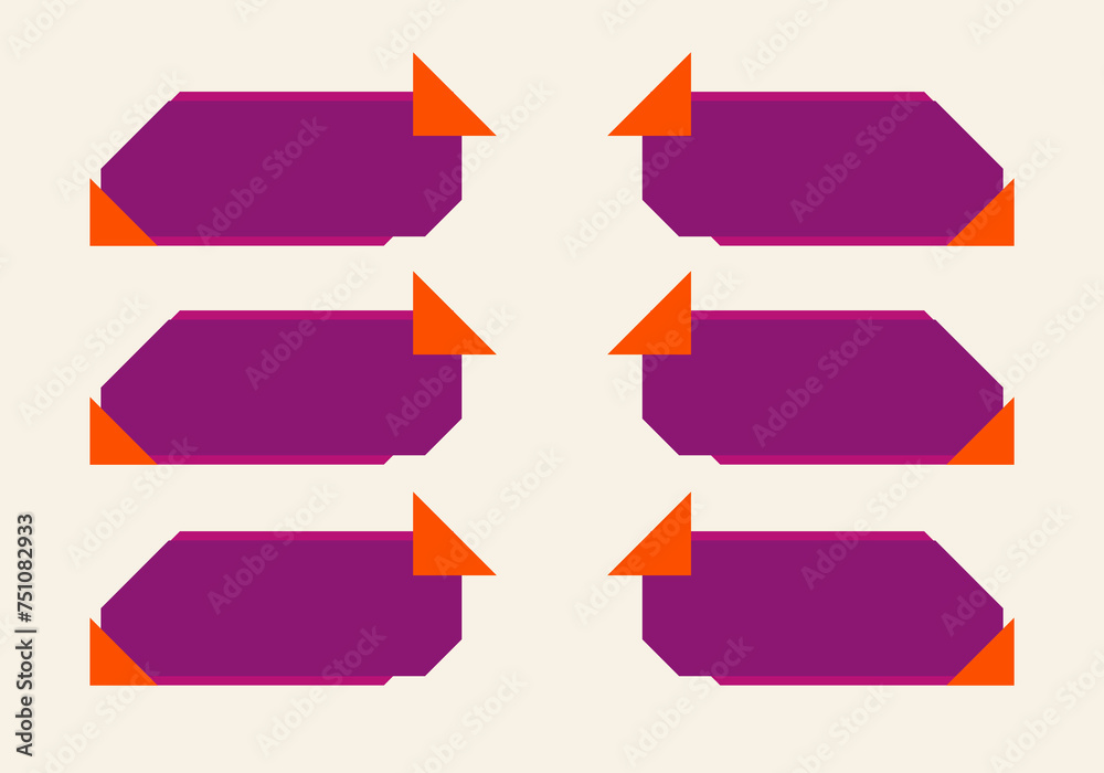 Wall mural modern abstract vector banner set. flat geometric shapes of different colors and different style. te