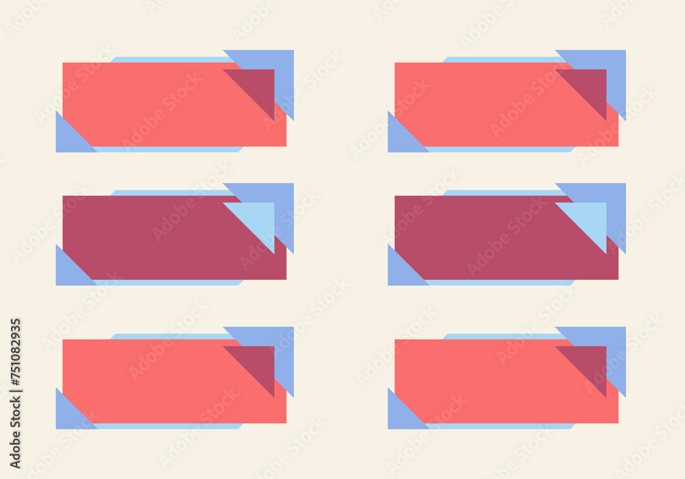 Wall mural modern abstract vector banner set. flat geometric shapes of different colors and different style. te