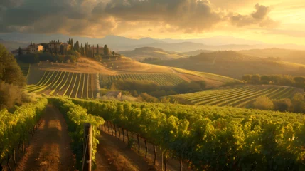 Photo sur Plexiglas Couleur miel landscape of vineyard, generative ai