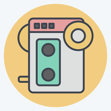 recommend clip art: Icon Walkman. related to Hipster symbol. color mate style. simple design editable. simple illustration