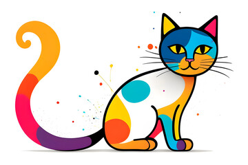 Colorful illustration cat