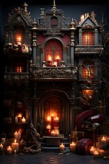 3D Illustration of a Fantasy Fairy Tale House with Burning Candles