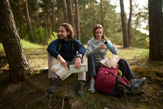 Hikers group on a coffee break