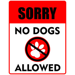 Sorry, No Dogs allowed, sign vector
