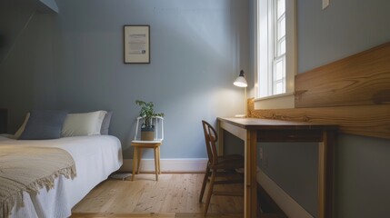 minimal room, blue