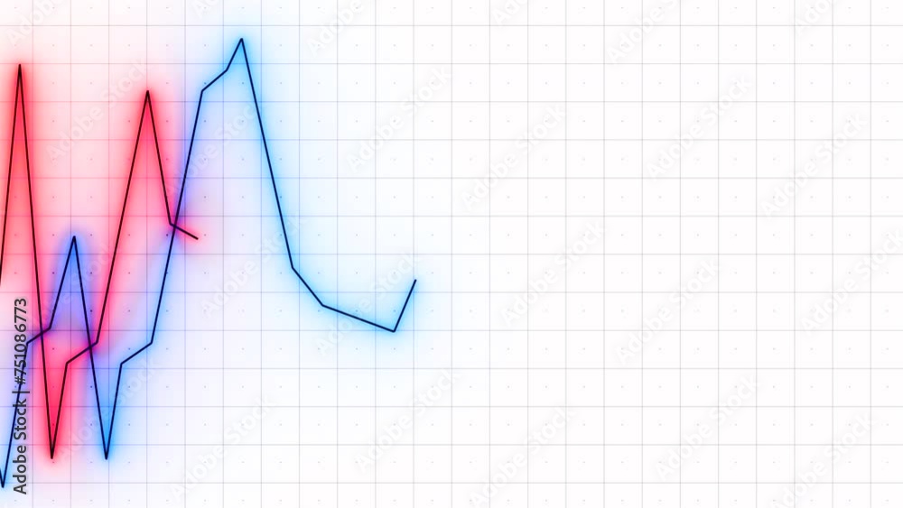 Aufkleber moving multicolored chart lines. design. animation of moving graph values with lines on business dia