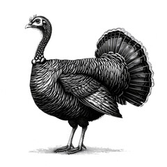Obraz premium black and white goose on white, turkey silhouette