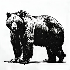 brown bear on a rock, brown bear silhouette