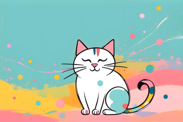 Colorful illustration cat