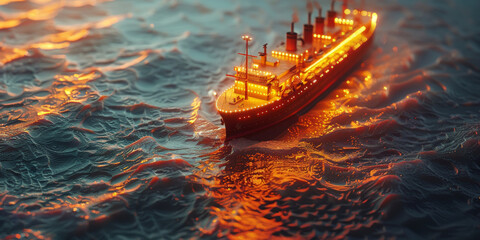 a ship on the map of the world, exsplored the world, - obrazy, fototapety, plakaty