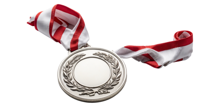 Silver medal isolated on transparent background