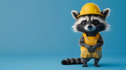 Construction Worker Raccoon in a Hard Hat