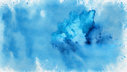 Abstract blue watercolor texture background, Grunge watercolor paint splash and stains - obrazy, fototapety, plakaty