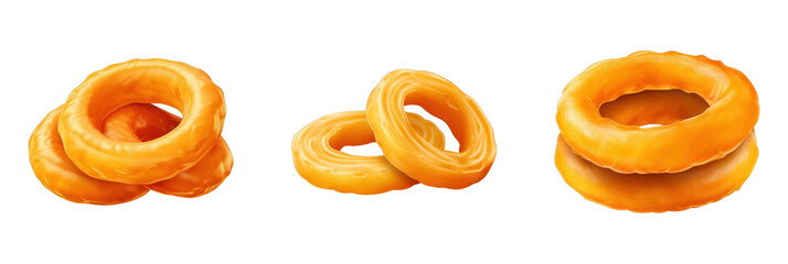 A delicious 3D icon set of donuts on a transparent background, perfect for food-related themes, events, or festive occasions.