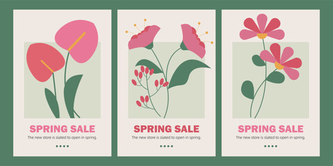 Spring Flower Illustration Promotion Poster, Spring Flower Pattern Fabric，Spring flower illustration poster, floral design, shading background