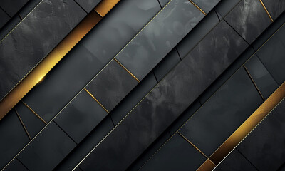 black and gold background with lines, in the style of dimensional layering, metallic accents, dark...