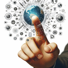 A human hand with index finger pointing gesture isolated on white background