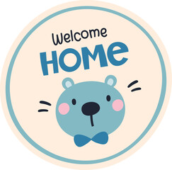 Welcome Home Baby Circle Badge Vector Illustration