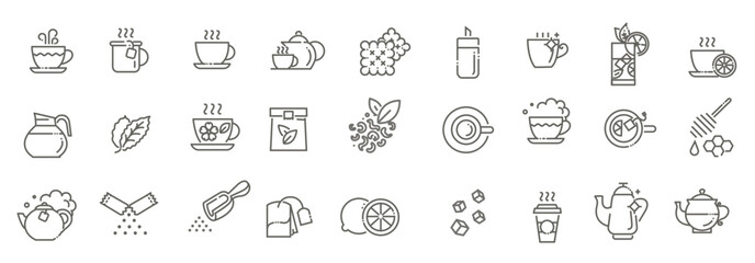 Tea icon set. Thin line vector illustration.
