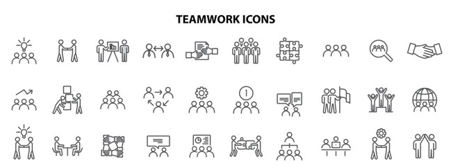 Naklejka na ściany i meble Teamwork icons communication. Vector illustraion.