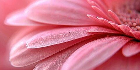 Close-up of a pink gerbera daisy with water droplets on petals. - obrazy, fototapety, plakaty