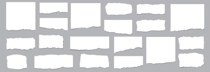 Torn sheets of paper. torn paper strips set. vector illustration.