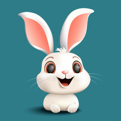 white rabbit cartoon character happy.