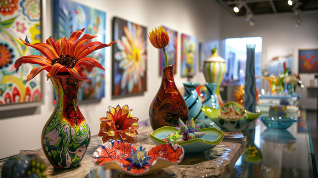 A table filled with vibrant paintings and intricate sculptures offers unique and oneofakind gifts for artloving mothers. These pieces showcase various styles and techniques
